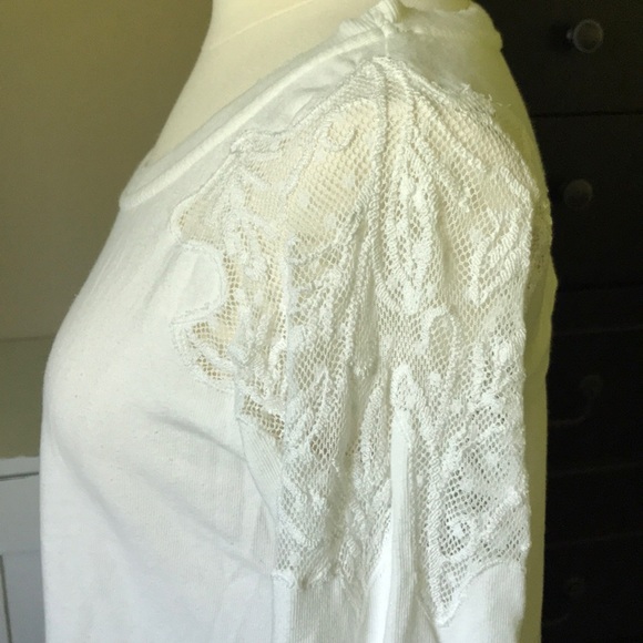 Free People Lace Sleeve Sweatshirt XS - Picture 5 of 8